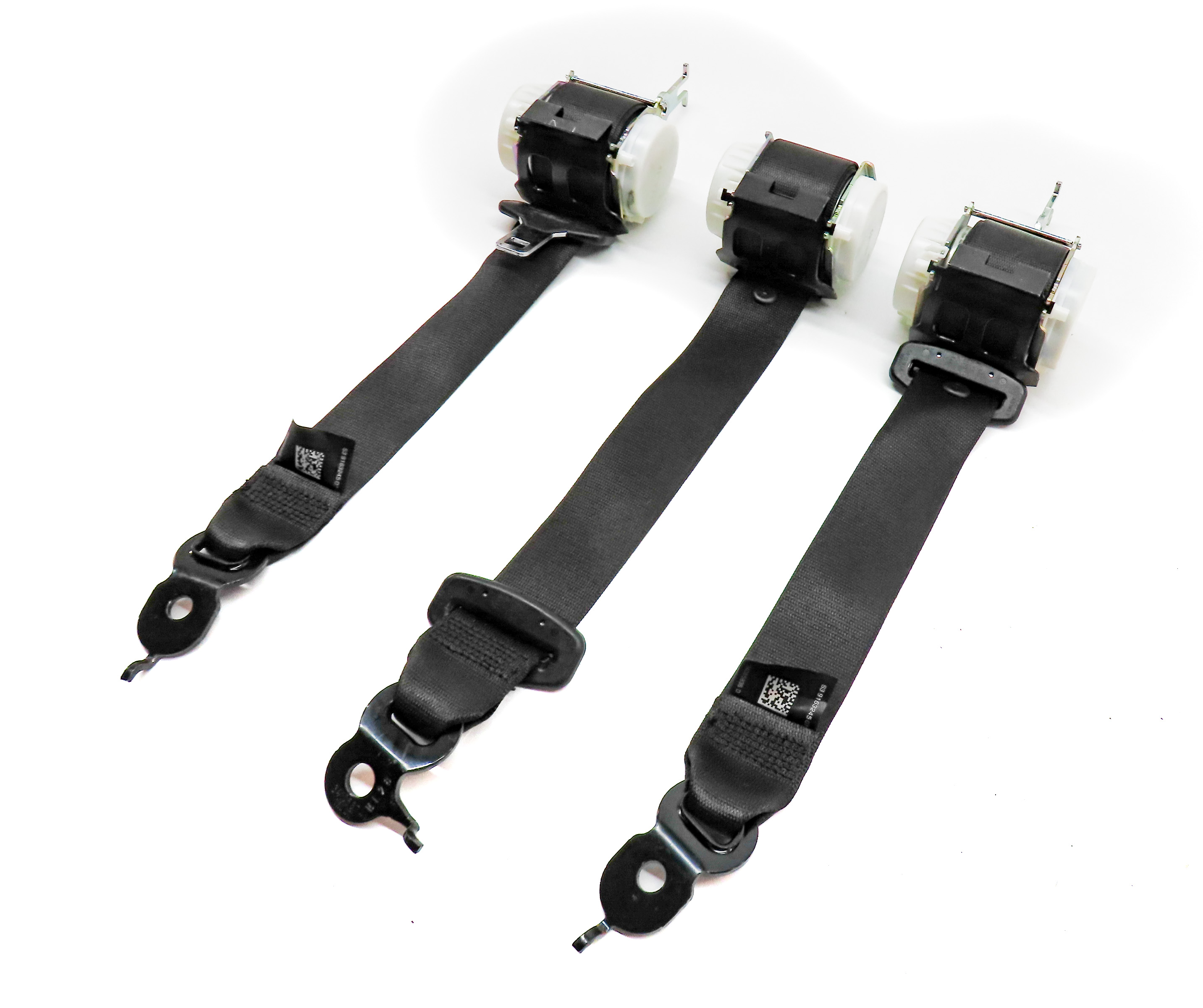 12 BMW 750XI (F02) REAR LEFT CENTER RIGHT SEAT SEATBELT RETRACTOR SET/3 (Black) — exact item pictured